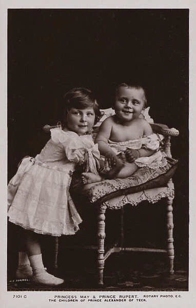 Princess May, Prince Rupert, Children of Prince Alexander Of Teck (b  /  w photo)