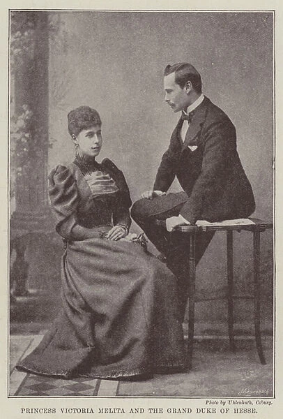Princess Victoria Melita and the Grand Duke of Hesse (b  /  w photo)