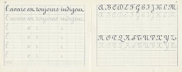Principles of round and application: sentence to be copied, uppercase alphabet, c.1880-1900 (printing)