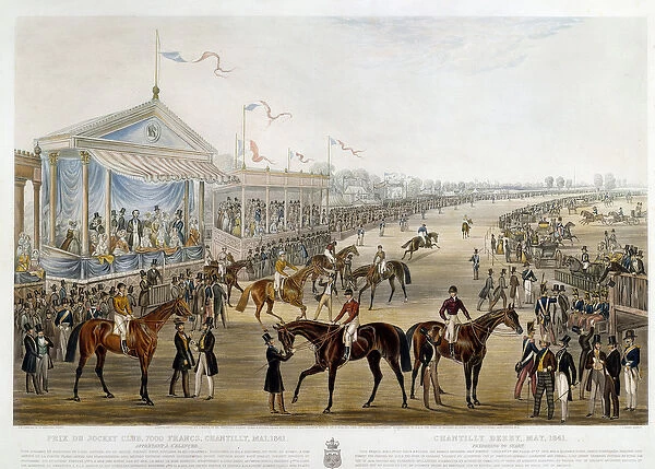 Prix du jockey club a Chantilly in 1841 Print by John Frederick Herring (1795-1865)