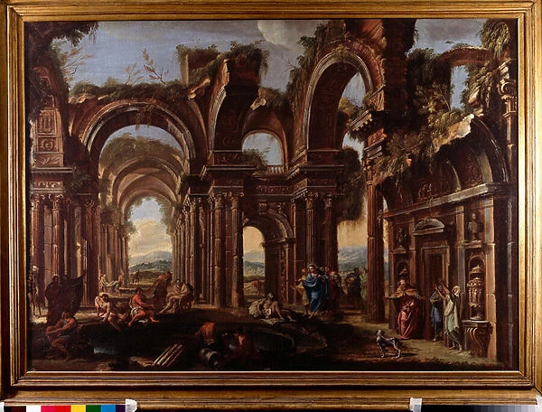 The probatic pool (oil on canvas, 17th century)