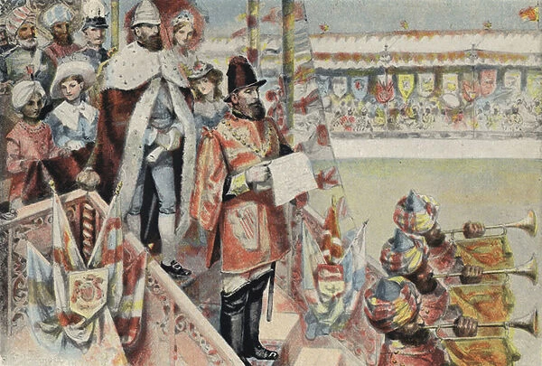 Proclamation of Queen Victoria as Empress of India (colour litho)