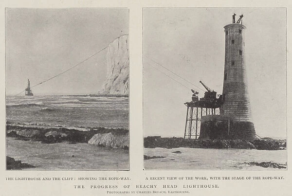 The Progress of Beachy Head Lighthouse (b  /  w photo)