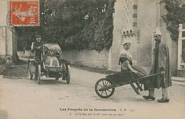 The Progress of Locomotion, postcard sent in 1913 (b  /  w photo)