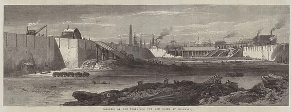 Progress of the Works for the New Docks at Millwall (engraving)