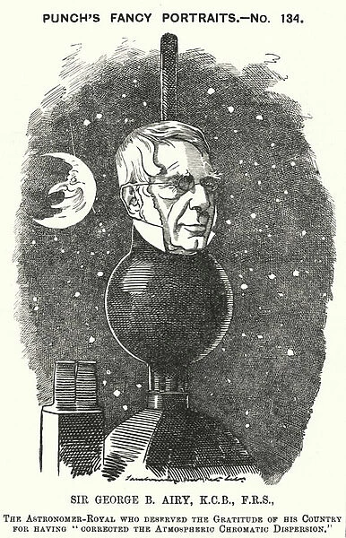 Punch cartoon: Sir George Biddell Airy, English Astronomer Royal (engraving)