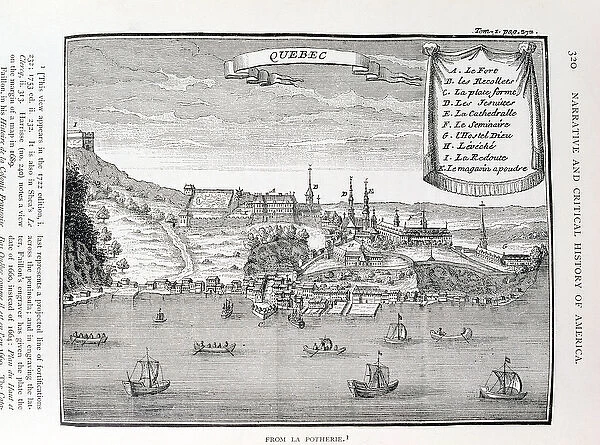 Quebec, after La Potherie (1663-1736), illustration from Volume IV of Narrative