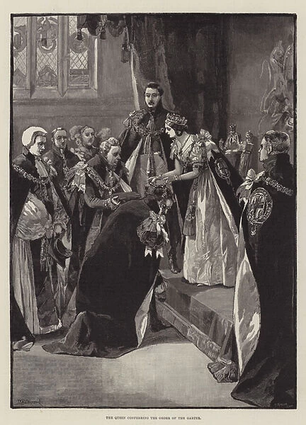 The Queen conferring the Order of the Garter (engraving)