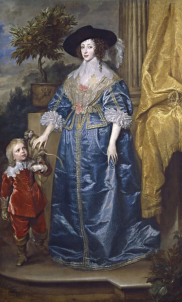 Queen Henrietta Maria with Sir Jeffrey Hudson, 1633 (oil on canvas)