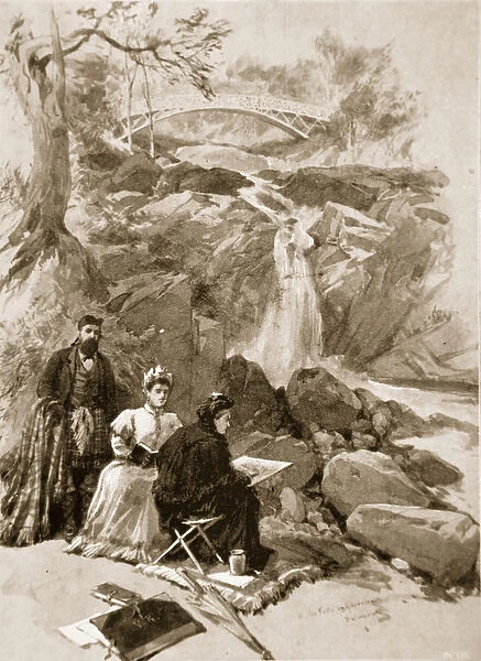 Queen Victoria as an artist: Her Majesty sketching the Falls of Garrawalt