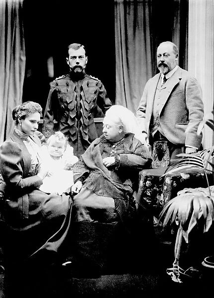 Queen Victoria, Tsar Nicholas II, Tsarina Alexandra Fyodorovna, her daughter Olga Nikolaevna