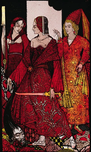 'Queens who cut the hogs of Glanna... 'Illustration by Harry Clarke from