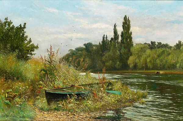 A Quiet Spot on the River Thames, 1882 (oil on canvas)