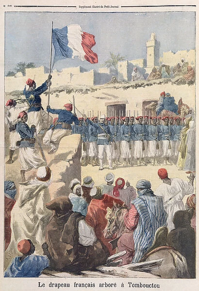 The Raising of the French Flag at Timbuktu (Mali) from Le Petit Journal