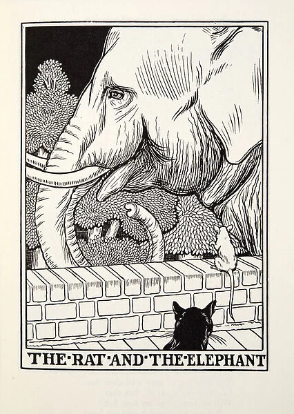 The Rat and the Elephant, from Fontaine Fables, pub. 1905 (engraving)