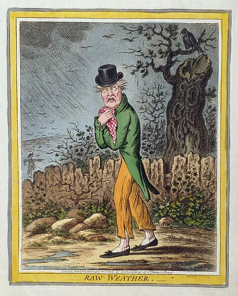 Raw Weather, published by Hannah Humphrey in 1808 (hand-coloured etching)