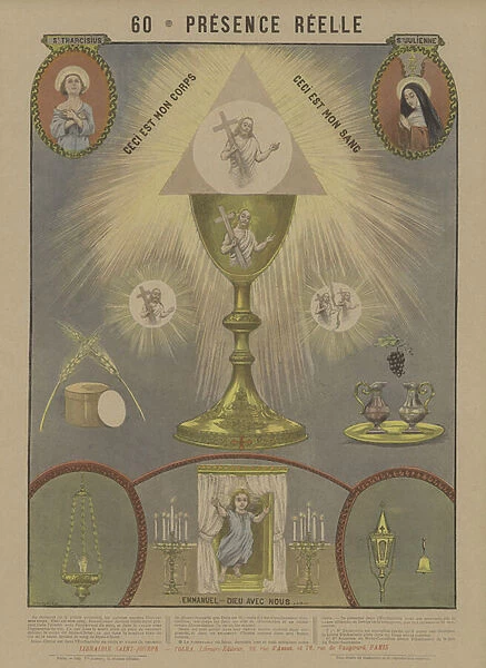 Real presence of Christ in the Eucharist (colour litho)