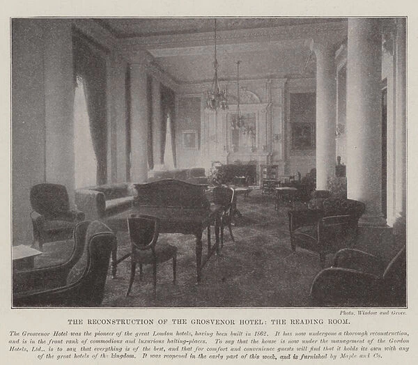 The Reconstruction of the Grosvenor Hotel, the Reading Room (b  /  w photo)