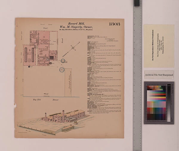 Record Mill, Elkton, Maryland, Hexamer General Surveys, 1884 (colour litho)