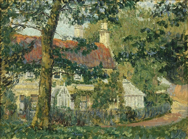 A Red-Roofed Cottage, Somerset, 1909-10 (oil on canvas)