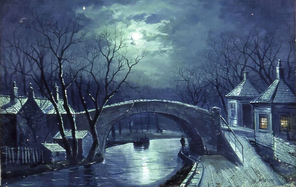 Redcote Bridge, Armley, by Moonlight (oil on canvas)