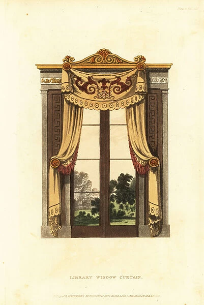 Regency-era library window curtains, 1815