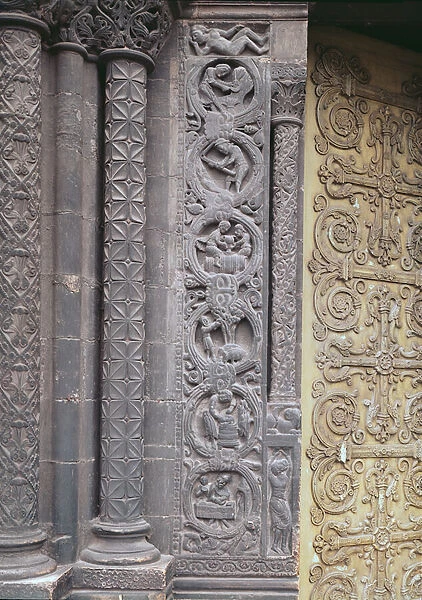Relief from the west facade depicting the labours of the month, 1122-40 (stone)