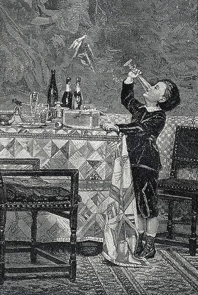 The remains of the feast, 1885 (engraving)