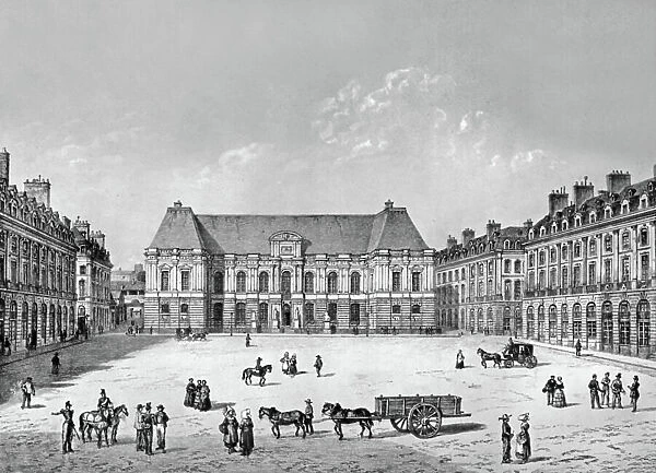 Rennes (Brittany, France) : View of the law courts, engraving by Asselineau, c. 1850