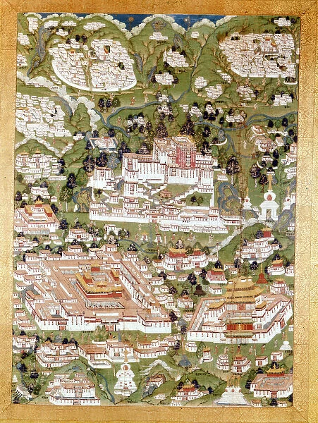 Representation of the city of Lhasa, Tibetan Thai-Ka, Guimet Museum, Paris