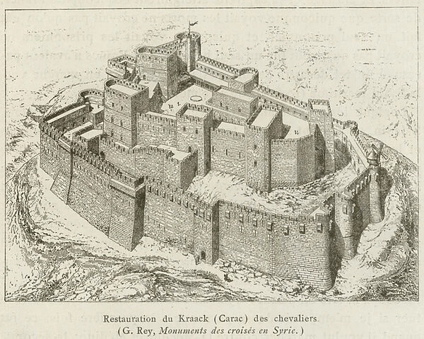 Restauration du Kraack (Carac) des chevaliers (engraving)