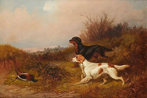 Retrievers at Work (oil on canvas)