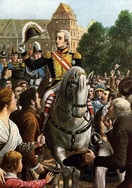 The Return to Turin by Victor Emmanuel I (Victor-Emmanuel) (1759-1824) in 1814 (Duke of Savoy Victor Emmanuel I (Vittorio Emanuele) of Sardinia returning in Turin after the fall of Napoleon I