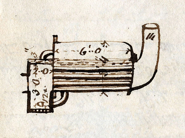 Detail of Rocket, side view, from Rastricks notebook, 1829 (pen & ink on paper)