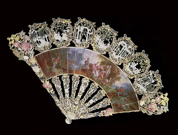 Rococo fan, 1730 (mixed media)