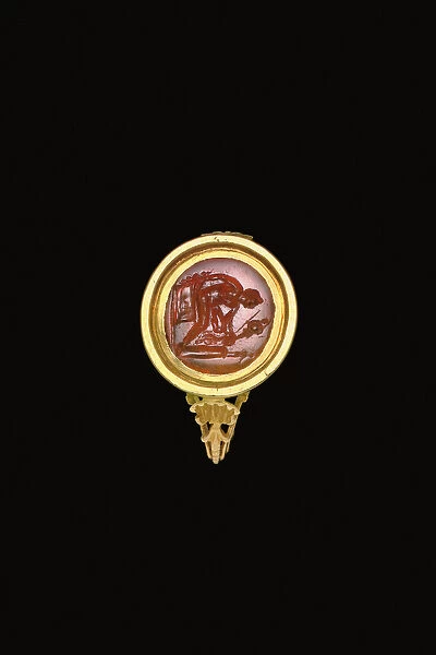 Roman ring stone in modern setting (carnelian set in gold)