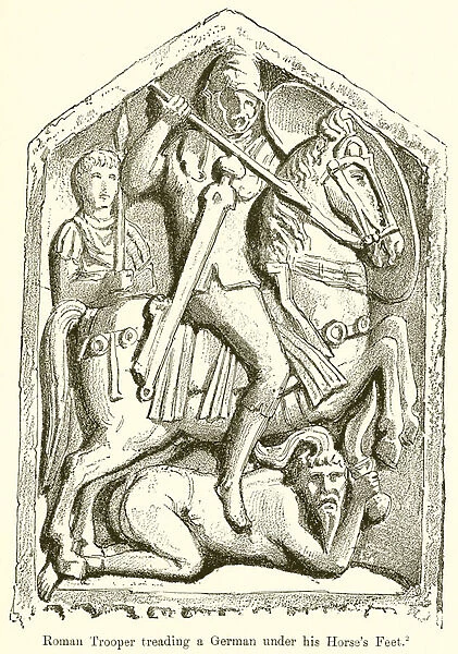 Roman Trooper treading a German under his Horse's Feet (engraving)
