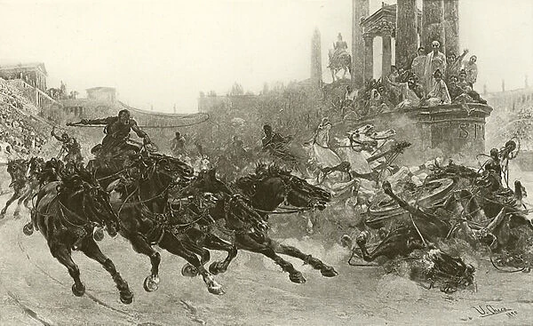 Rome under Trajan - A chariot race (gravure)