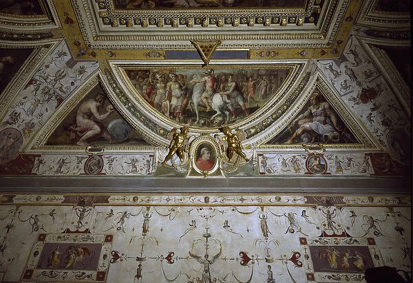 Detail of the room of Lorenzo il Magnifico representing the battle of Sarzana (fresco