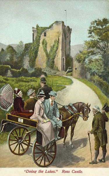 Ross Castle, Killarney, Ireland (colour litho)