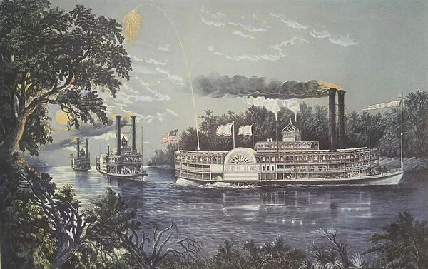 Rounding A Bend On The Mississippi, Steamboat Queen of the West, pub