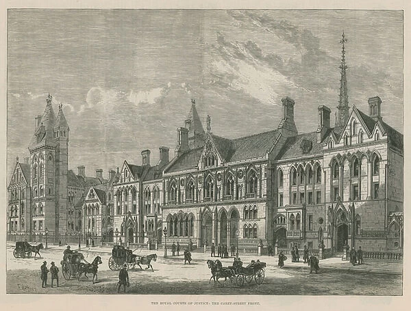 The Royal Courts of Justice: The Carey Street front (engraving)
