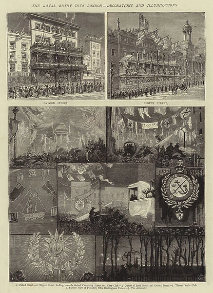 The Royal Entry into London, Decorations and Illuminations (engraving)