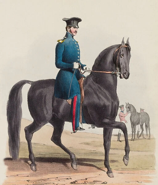 Royal Horse Guards, Riding Master and Rough Riders, 1828 (lithograph)