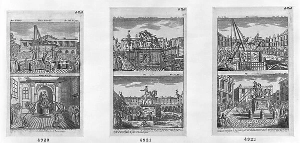 Six royal statues destroyed in Paris, 11th August 1792 (engraving)