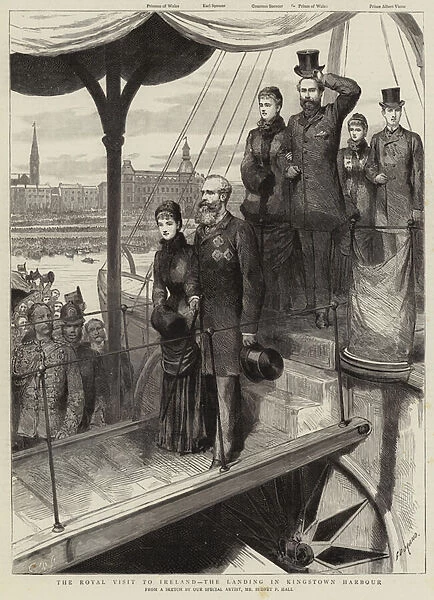 The Royal Visit to Ireland, the Landing in Kingstown Harbour (engraving)