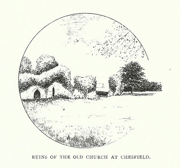 Ruins of the Old Church at Chesfield (litho)