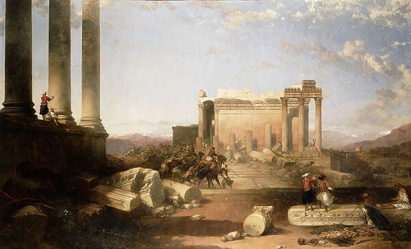 Ruins of the Temple of the Sun at Baalbec, 1861 (oil on canvas)