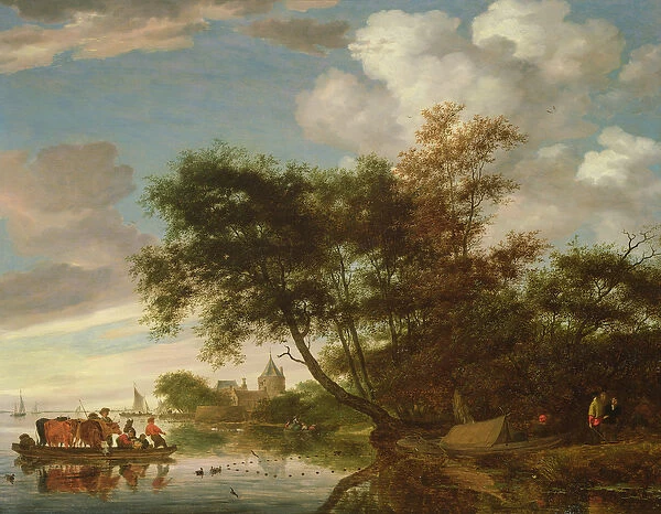 Rural River Landscape (oil on panel)