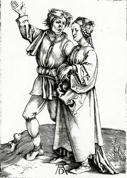 A rustic couple, engraved by Johannes Wierix, c. 1565 (engraving)